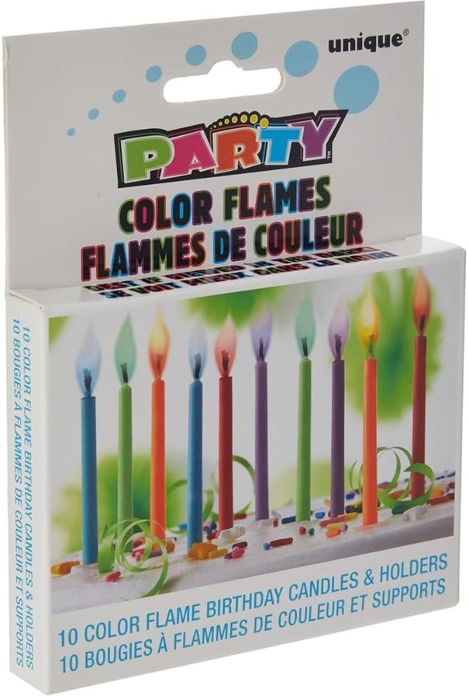 Party Crazy Birthday Colour Flame Candle and Holders