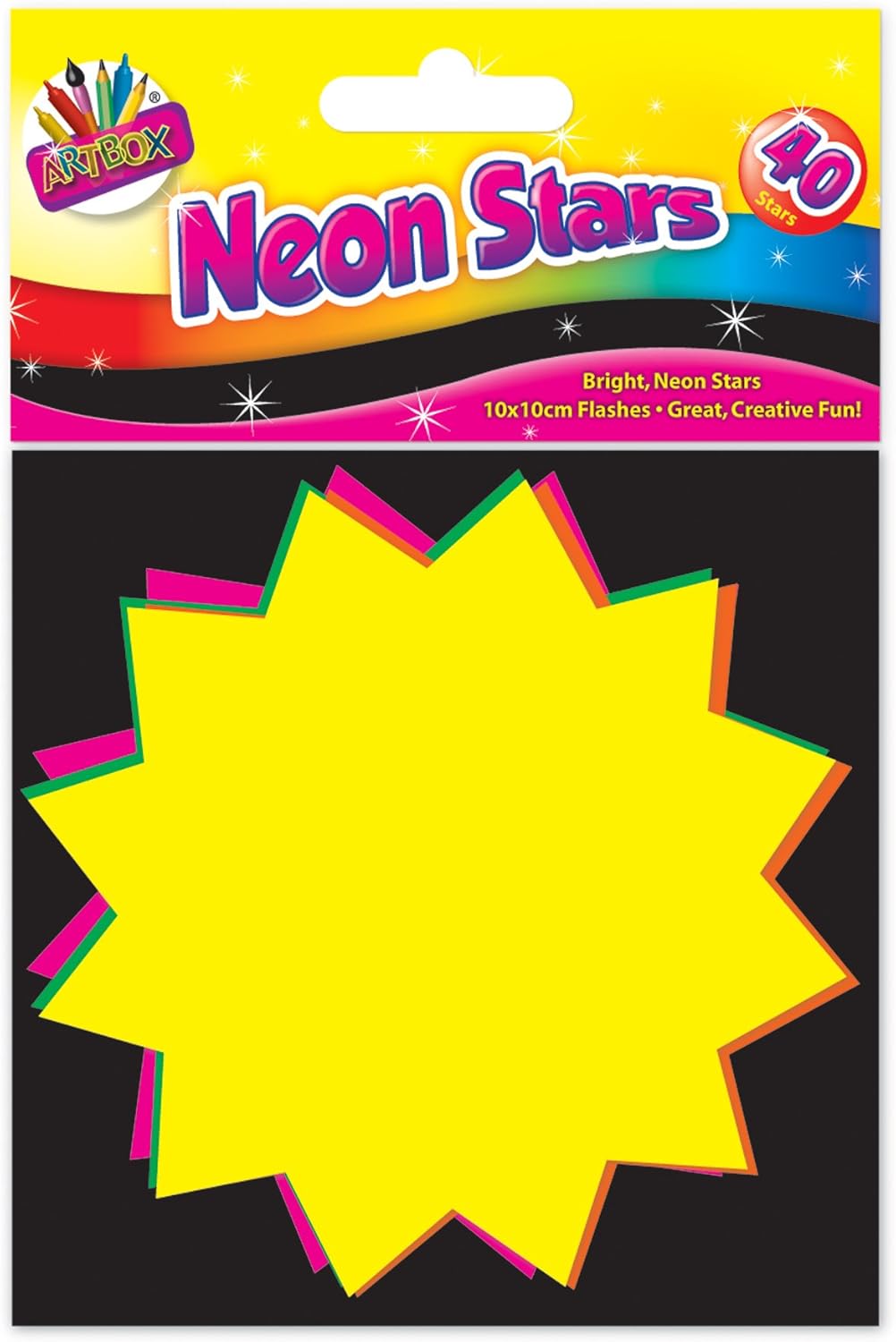 🌟 40 Fluorescent Stars – Glow Bright, Shine Bold! 🌈