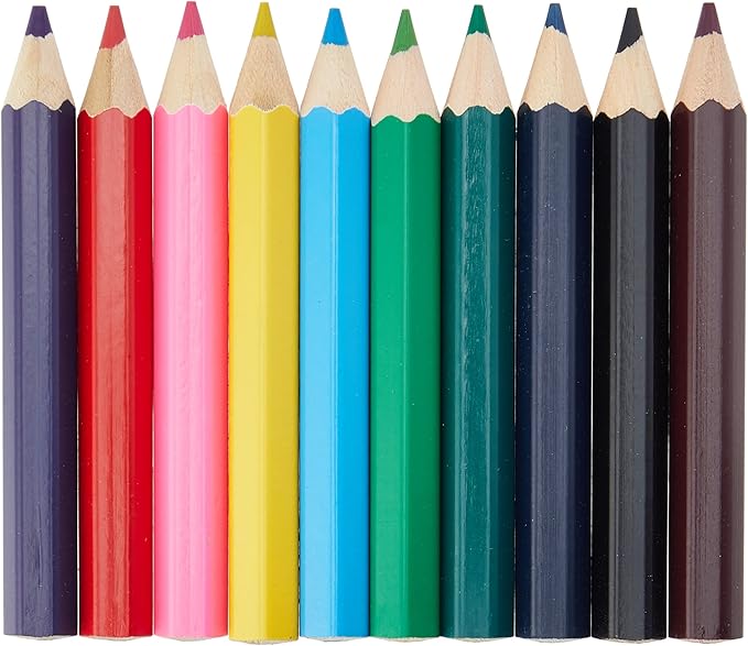 🖍️ 10 Chunky 1/2 Size Col Pencils & Sharpener ✏️