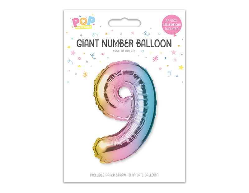 Large foil Number Balloons 8 Different colours Inflate with Air or Helium