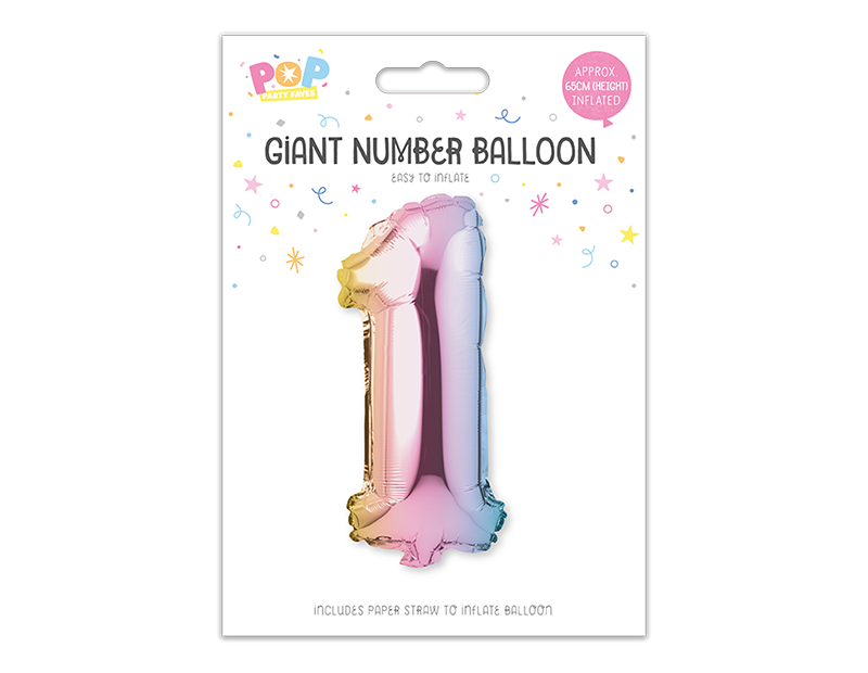 Large foil Number Balloons 8 Different colours Inflate with Air or Helium