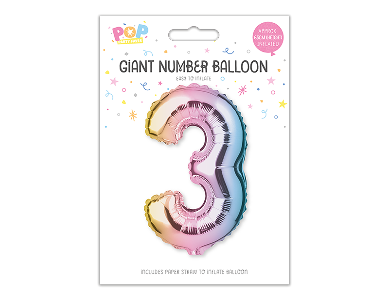 Large foil Number Balloons 8 Different colours Inflate with Air or Helium