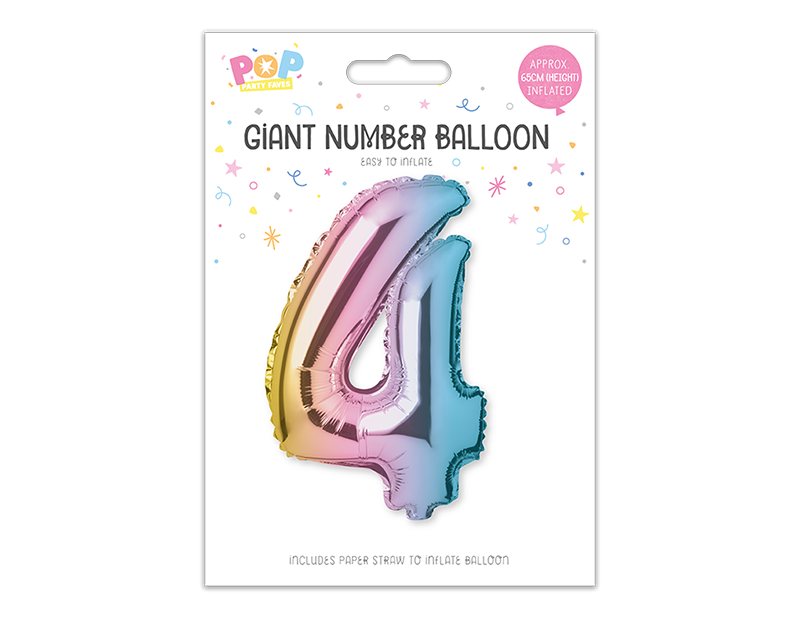 Large foil Number Balloons 8 Different colours Inflate with Air or Helium