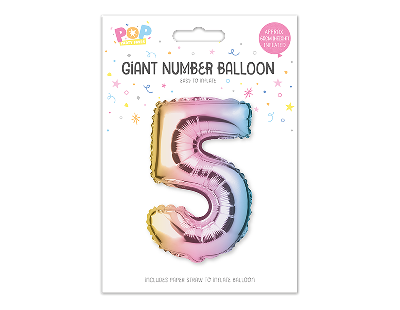 Large foil Number Balloons 8 Different colours Inflate with Air or Helium