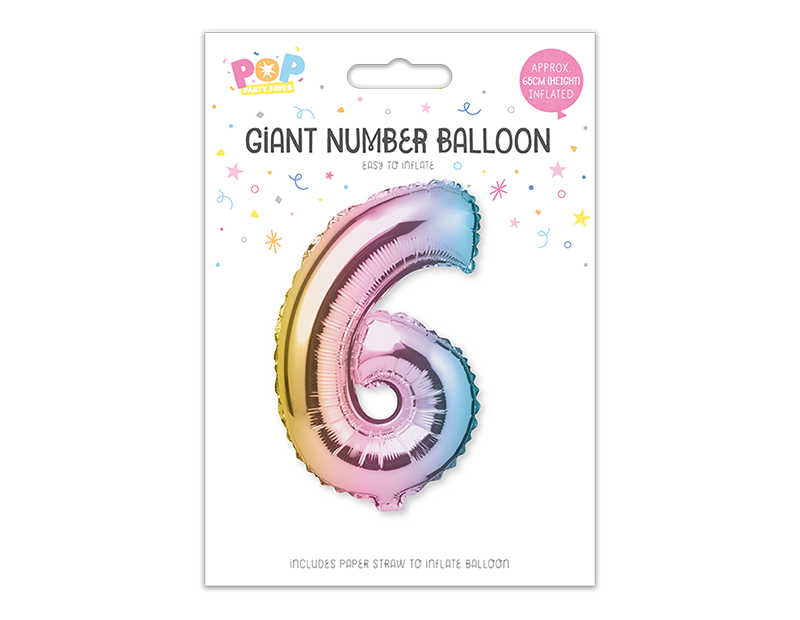 Large foil Number Balloons 8 Different colours Inflate with Air or Helium