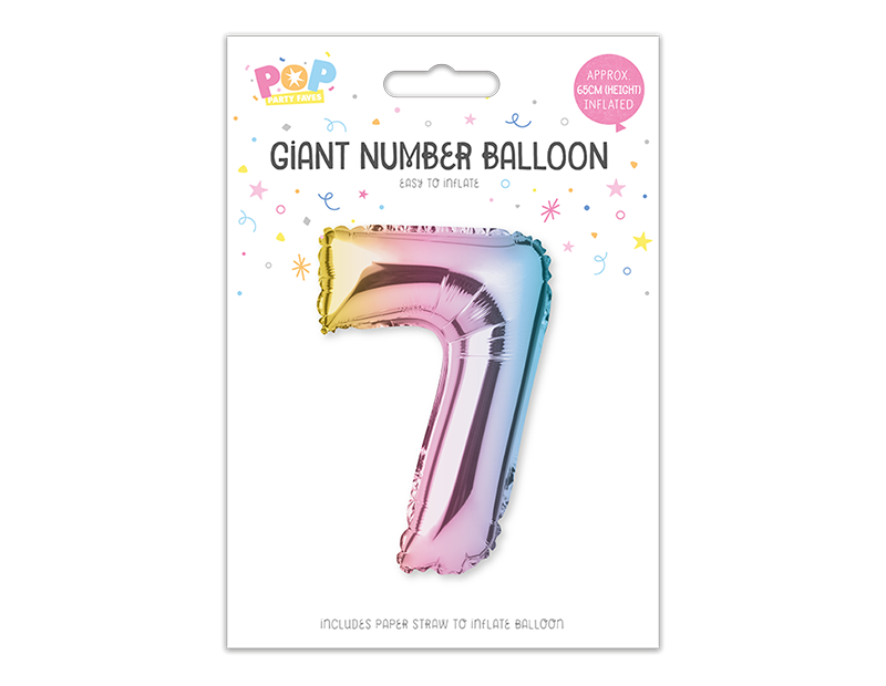 Large foil Number Balloons 8 Different colours Inflate with Air or Helium
