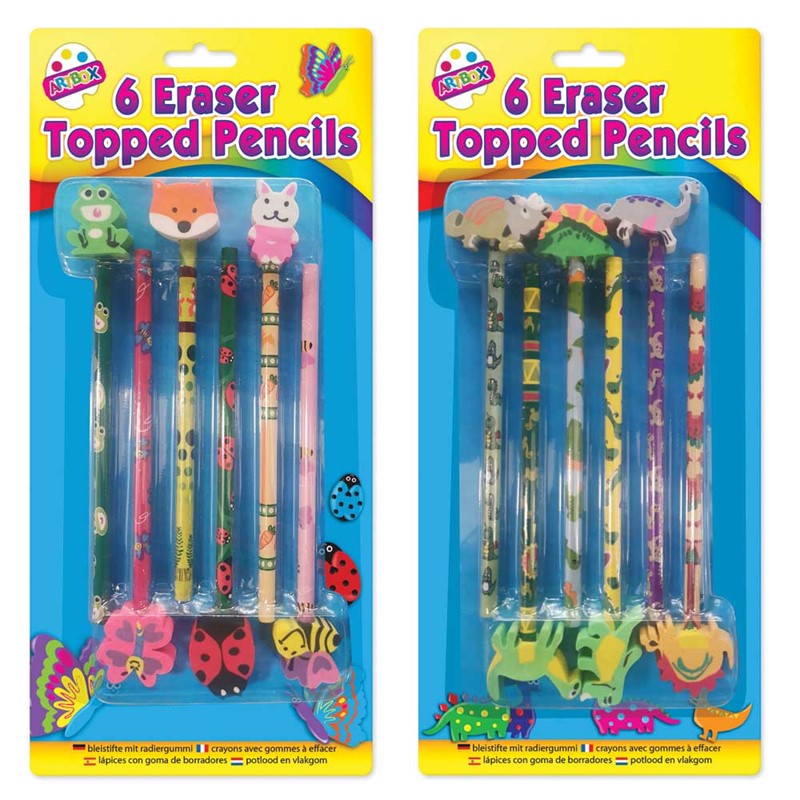 βοΈ 6 Novelty Eraser Top Pencils β Write, Draw & Erase in Style! π