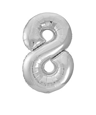 Large foil Number Balloons 8 Different colours Inflate with Air or Helium