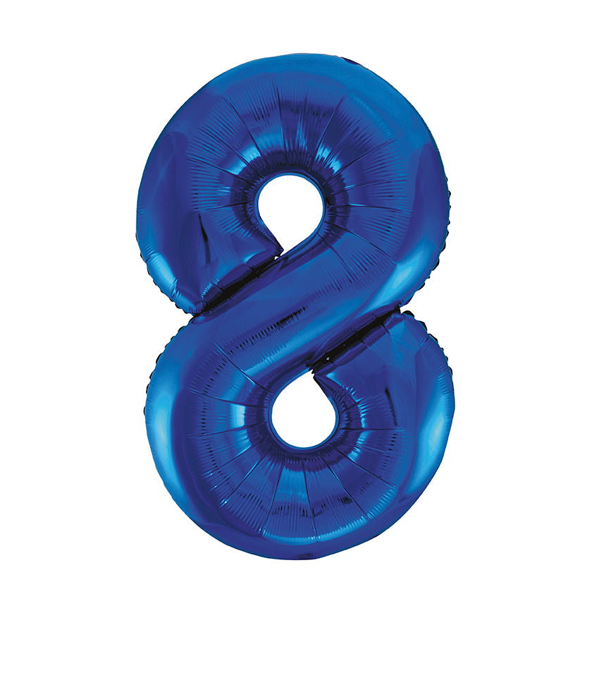 Large foil Number Balloons 8 Different colours Inflate with Air or Helium