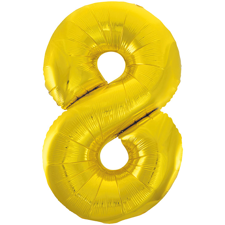 Large foil Number Balloons 8 Different colours Inflate with Air or Helium