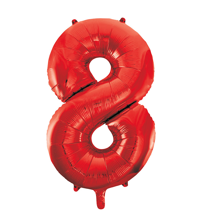 Large foil Number Balloons 8 Different colours Inflate with Air or Helium