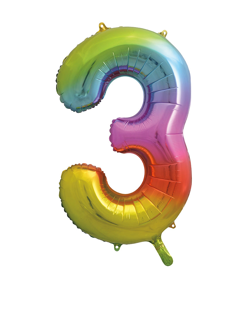 Large foil Number Balloons 8 Different colours Inflate with Air or Helium