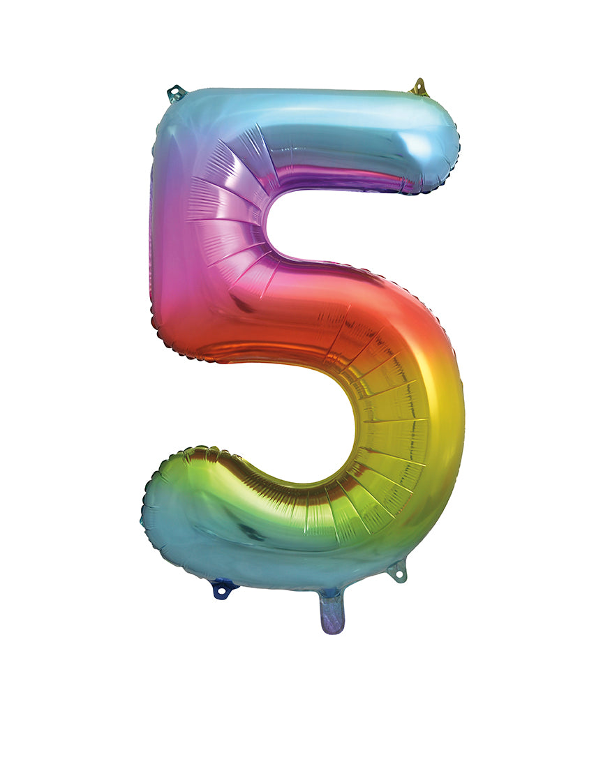 Large foil Number Balloons 8 Different colours Inflate with Air or Helium