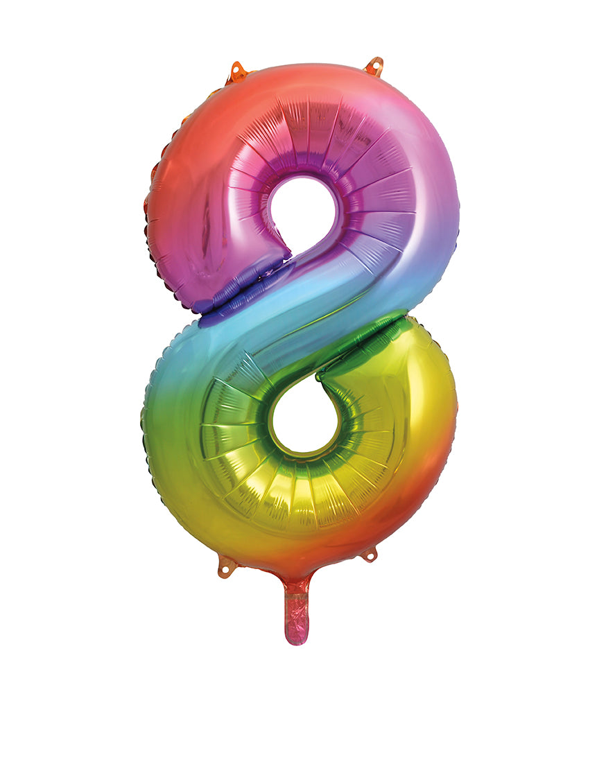 Large foil Number Balloons 8 Different colours Inflate with Air or Helium