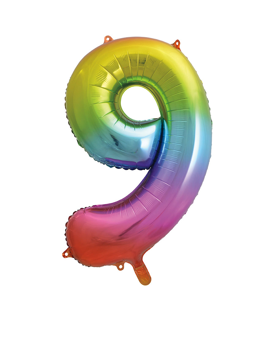 Large foil Number Balloons 8 Different colours Inflate with Air or Helium