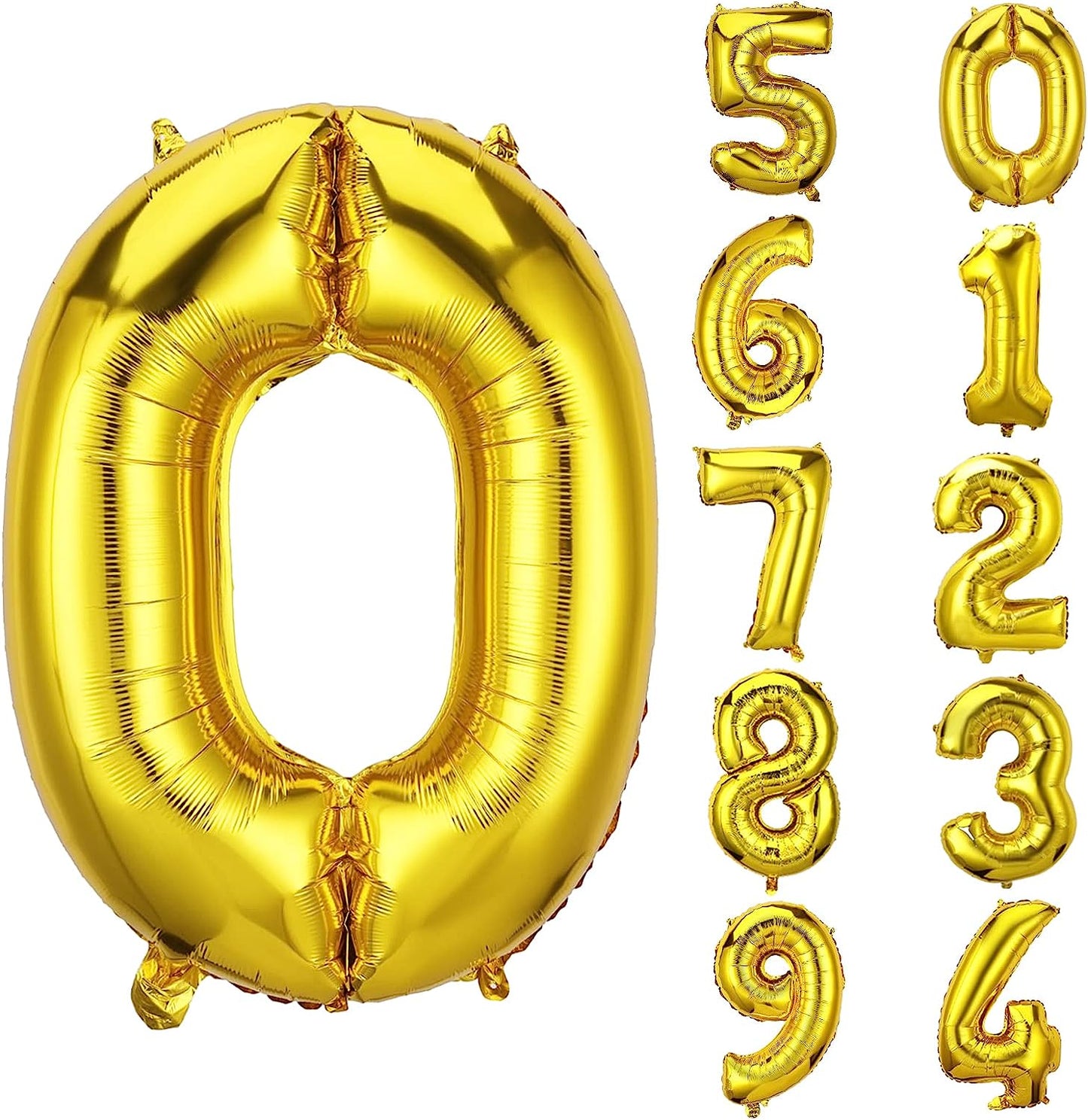 Large foil Number Balloons 8 Different colours Inflate with Air or Helium